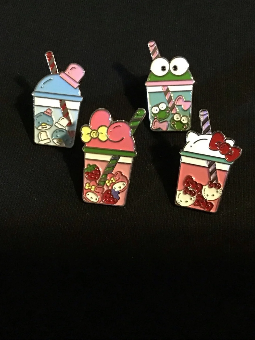 Cutie Kawaii Bubble Tea Enamel mini magnet Set - Pink, Blue, Green, White